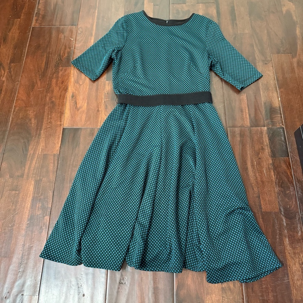 Danny And Nicole Dress Size 12 Polka Dot Midi Blue And Black